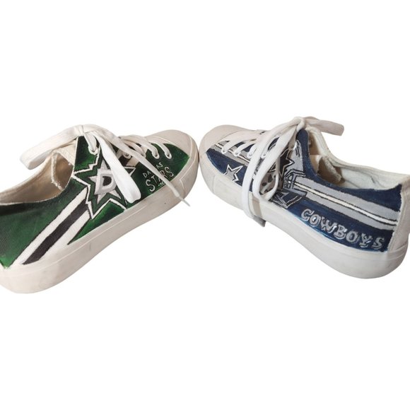 DALLAS MAVS Texas Rangers DALLAS COWBOYS Dallas Stars Custom Sneakers OOAK - Picture 14 of 15